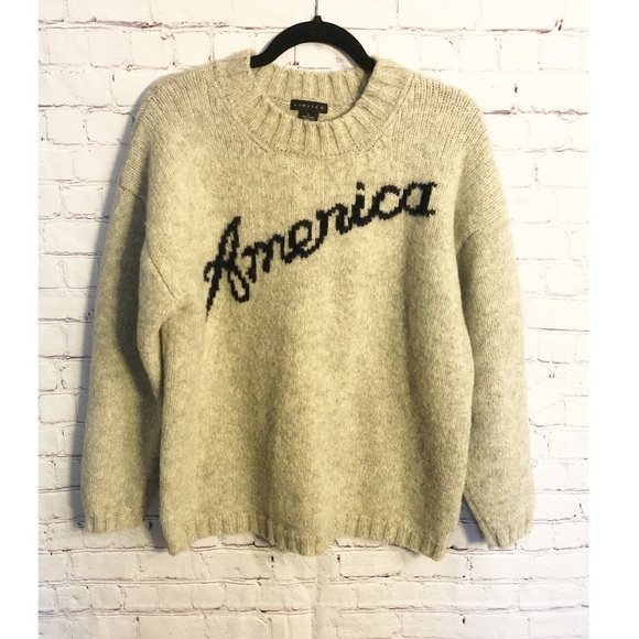 The Limited Sweaters - Vintage Limited Gray Wool “America” Sweater